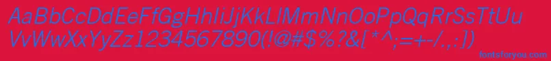 TradeGothicLtLightOblique Font – Blue Fonts on Red Background