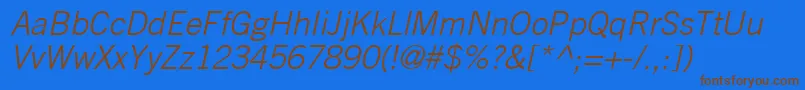 TradeGothicLtLightOblique Font – Brown Fonts on Blue Background