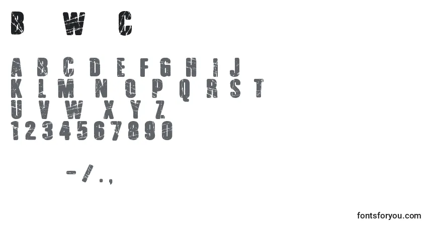 Schriftart Barb Wire Club – Alphabet, Zahlen, spezielle Symbole