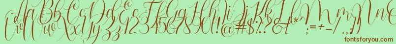 Barbara Blast Demo-Schriftart – Braune Schriften auf grünem Hintergrund