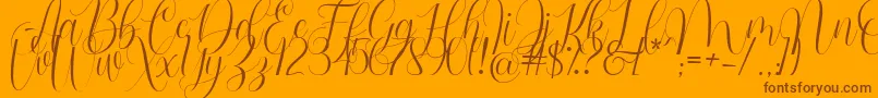 Barbara Blast Demo-Schriftart – Braune Schriften auf orangefarbenem Hintergrund