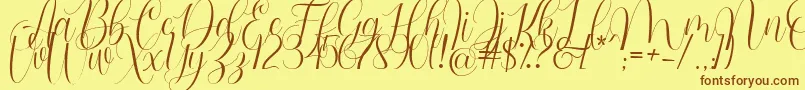 Barbara Blast Demo-Schriftart – Braune Schriften auf gelbem Hintergrund