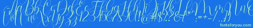 Barbara Blast Demo-Schriftart – Grüne Schriften auf blauem Hintergrund