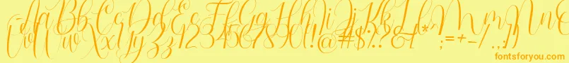 Barbara Blast Demo-Schriftart – Orangefarbene Schriften auf gelbem Hintergrund