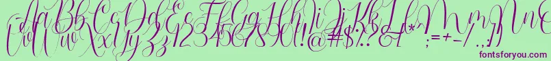 Barbara Blast Demo-Schriftart – Violette Schriften auf grünem Hintergrund