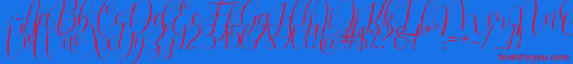 Barbara Blast Demo-Schriftart – Rote Schriften auf blauem Hintergrund
