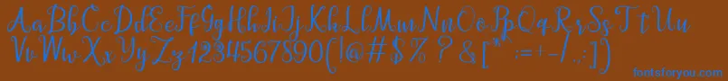 Barbara Script Font – Blue Fonts on Brown Background
