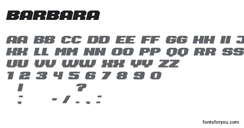 Barbara Font – alphabet, numbers, special characters