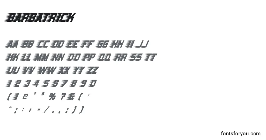 Schriftart Barbatrick (120697) – Alphabet, Zahlen, spezielle Symbole