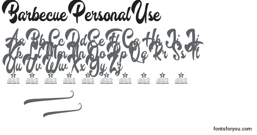 Schriftart Barbecue Personal Use – Alphabet, Zahlen, spezielle Symbole