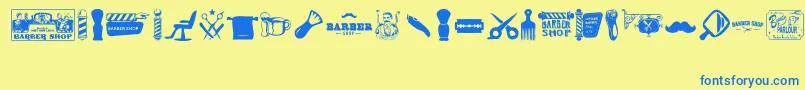Barber Shop Font – Blue Fonts on Yellow Background