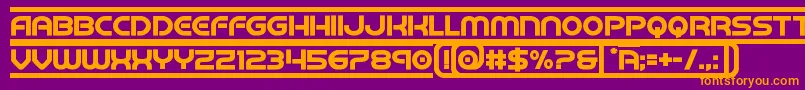 Czcionka barcadbold – pomarańczowe czcionki na fioletowym tle