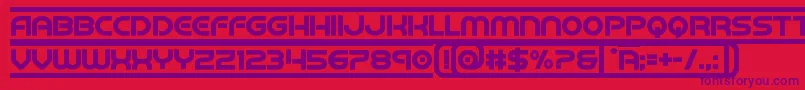 barcadbold-Schriftart – Violette Schriften auf rotem Hintergrund