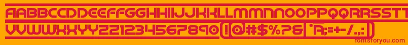 Czcionka barcadbold – czerwone czcionki na pomarańczowym tle