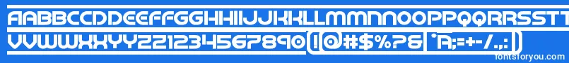 Czcionka barcadbold – białe czcionki na niebieskim tle