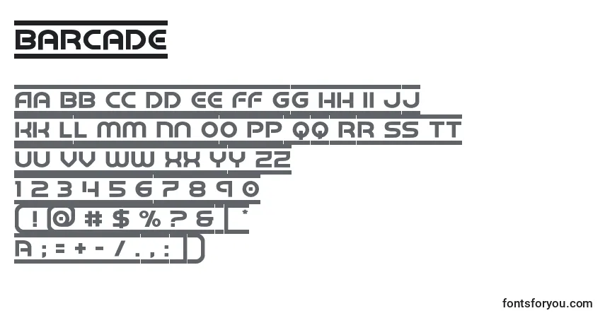 Fuente Barcade - alfabeto, números, caracteres especiales