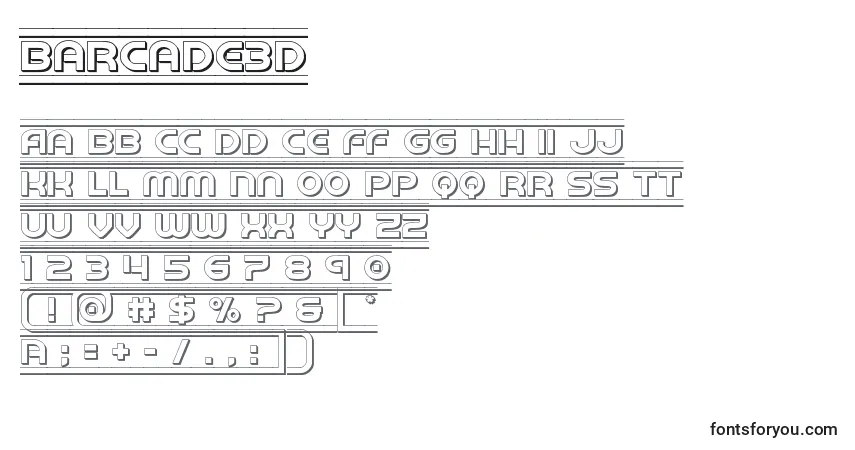 Schriftart Barcade3d – Alphabet, Zahlen, spezielle Symbole