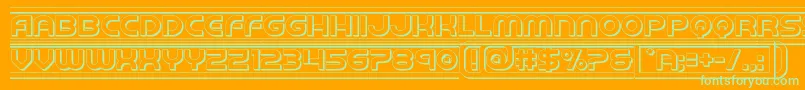 barcade3d-Schriftart – Grüne Schriften auf orangefarbenem Hintergrund