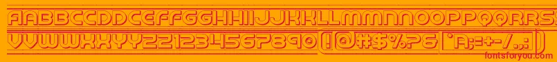 Fonte barcade3d – fontes vermelhas em um fundo laranja