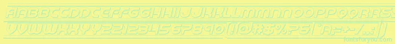 フォントbarcade3dital – 黄色い背景に緑の文字