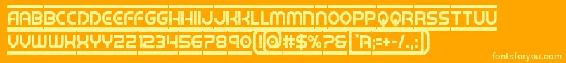 barcadecond-Schriftart – Gelbe Schriften auf orangefarbenem Hintergrund