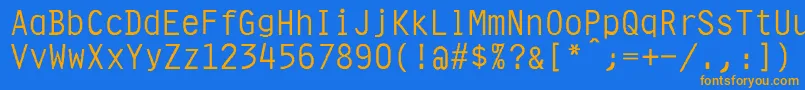 フォントUphollandNormal – オレンジ色の文字が青い背景にあります。