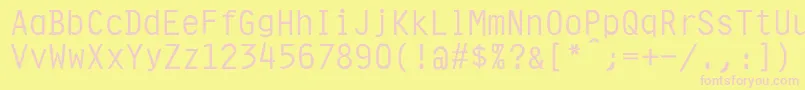 UphollandNormal-fontti – vaaleanpunaiset fontit keltaisella taustalla