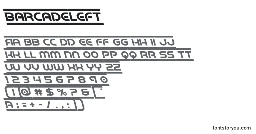 Barcadeleft-fontti – aakkoset, numerot, erikoismerkit