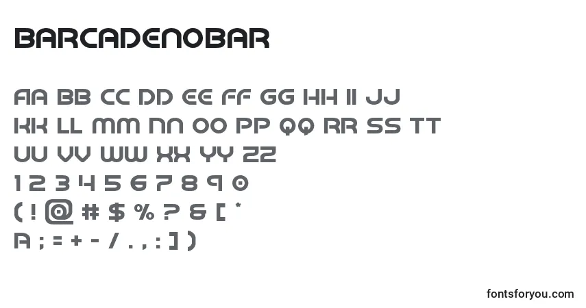 Schriftart Barcadenobar – Alphabet, Zahlen, spezielle Symbole