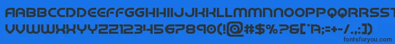 barcadenobar-Schriftart – Schwarze Schriften auf blauem Hintergrund