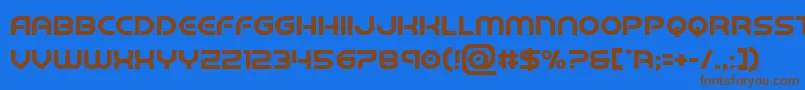 フォントbarcadenobar – 茶色の文字が青い背景にあります。