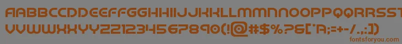 フォントbarcadenobar – 茶色の文字が灰色の背景にあります。