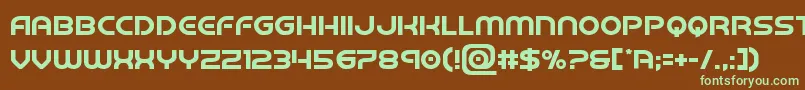 フォントbarcadenobar – 緑色の文字が茶色の背景にあります。