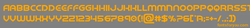 フォントbarcadenobar – オレンジの文字は灰色の背景にあります。