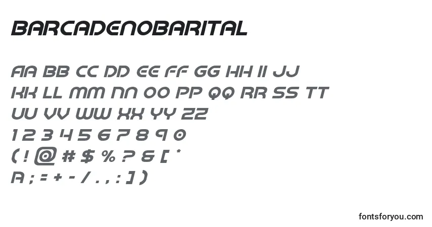 Barcadenobarital Font – alphabet, numbers, special characters