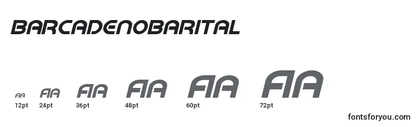 Размеры шрифта Barcadenobarital