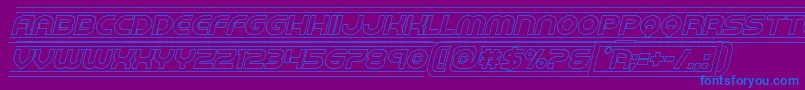 barcadeoutital-Schriftart – Blaue Schriften auf violettem Hintergrund