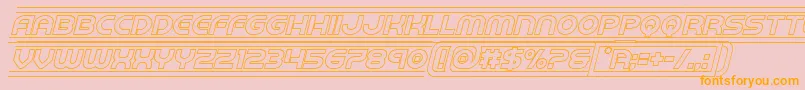 barcadeoutital-Schriftart – Orangefarbene Schriften auf rosa Hintergrund