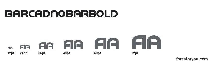 Размеры шрифта Barcadnobarbold