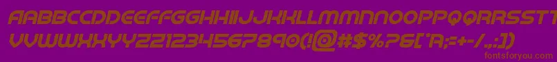 フォントbarcadnobarboldital – 紫色の背景に茶色のフォント
