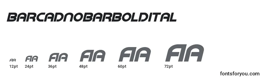 Размеры шрифта Barcadnobarboldital