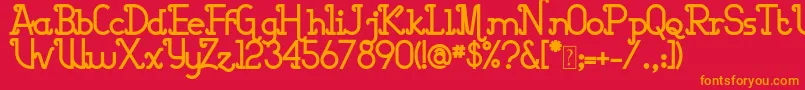 フォントBarcelona for free – 赤い背景にオレンジの文字