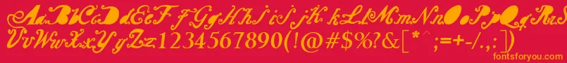 Barcelona Mon Amour-Schriftart – Orangefarbene Schriften auf rotem Hintergrund