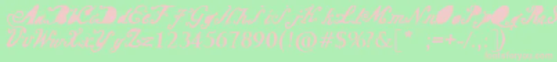 フォントBarcelona Mon Amour – 緑の背景にピンクのフォント