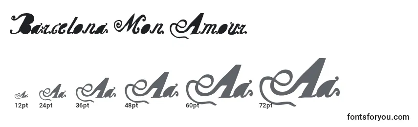 Размеры шрифта Barcelona Mon Amour