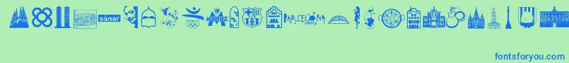 Barcelona Font – Blue Fonts on Green Background