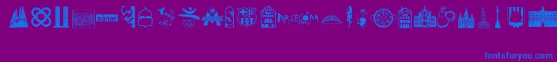 Barcelona-fontti – siniset fontit violetilla taustalla