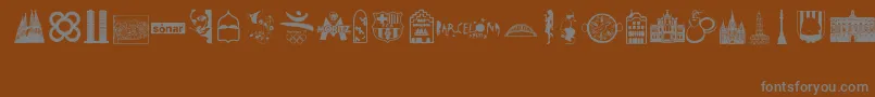 Barcelona-Schriftart – Graue Schriften auf braunem Hintergrund