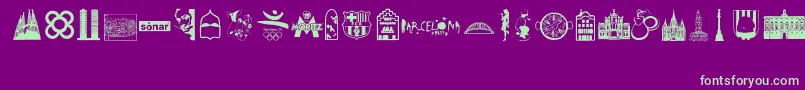 フォントBarcelona – 紫の背景に緑のフォント