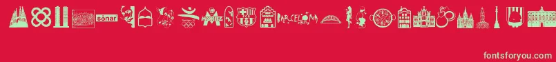 Шрифт Barcelona – зелёные шрифты на красном фоне